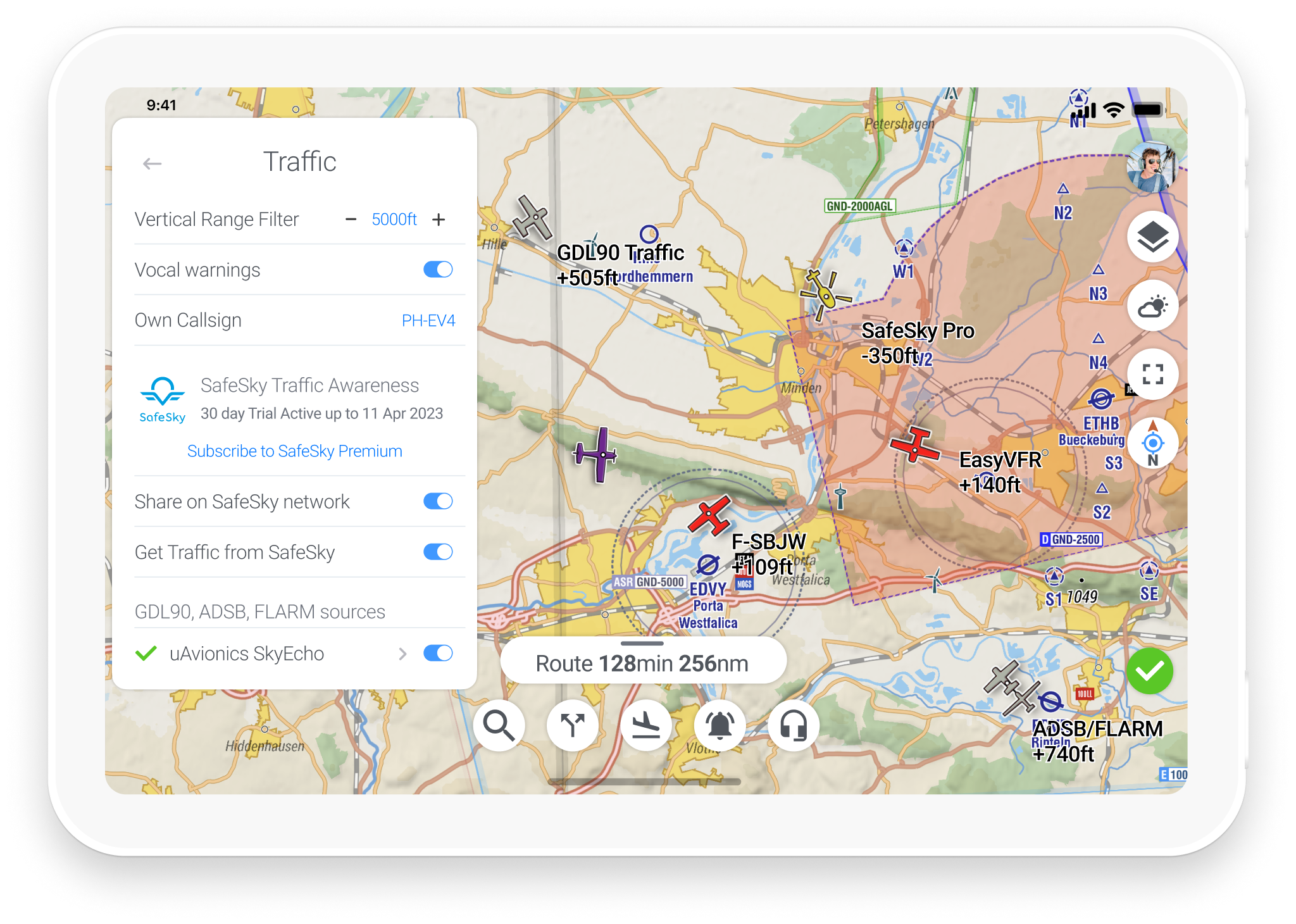 SafeSky Premium in EasyVFR