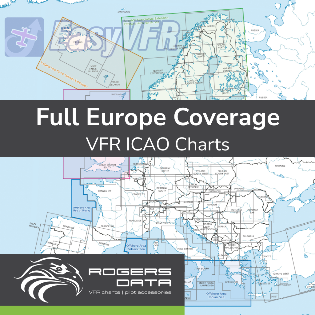 Rogers Data Full Europe Coverage VFR ICAO Chart 500k